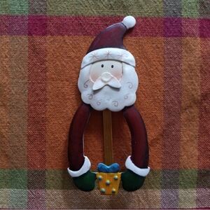 Book Lovers Gift: Cute Folk Art Metal Santa Claus Christmas Book Mark